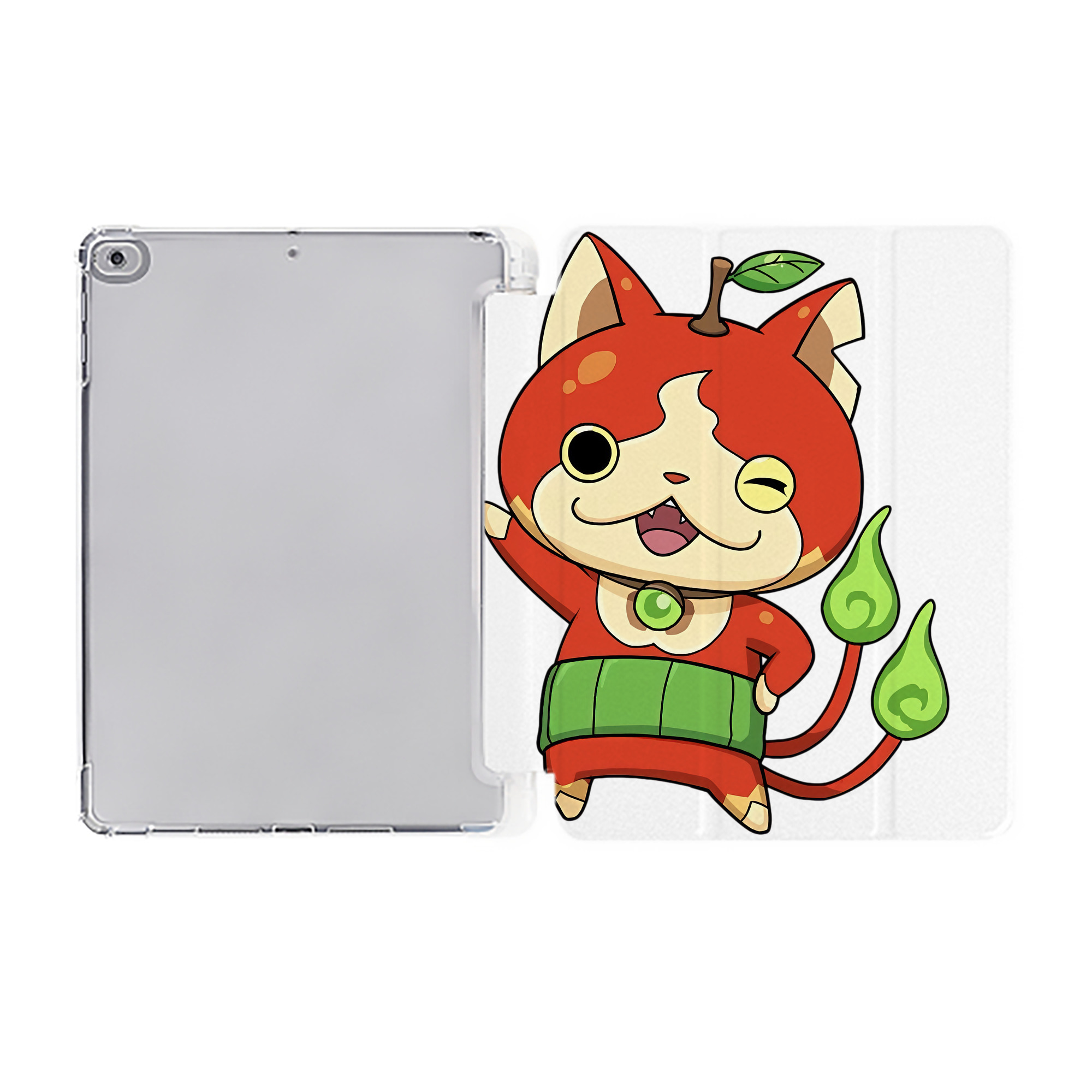 （画像用） 妖怪ウォッチ Yo-kai Watch IPad ケース ペン収納付き 三つ折りスタンド PUレザー×シリコン 対応機種9.5/10.5/10.9インチ